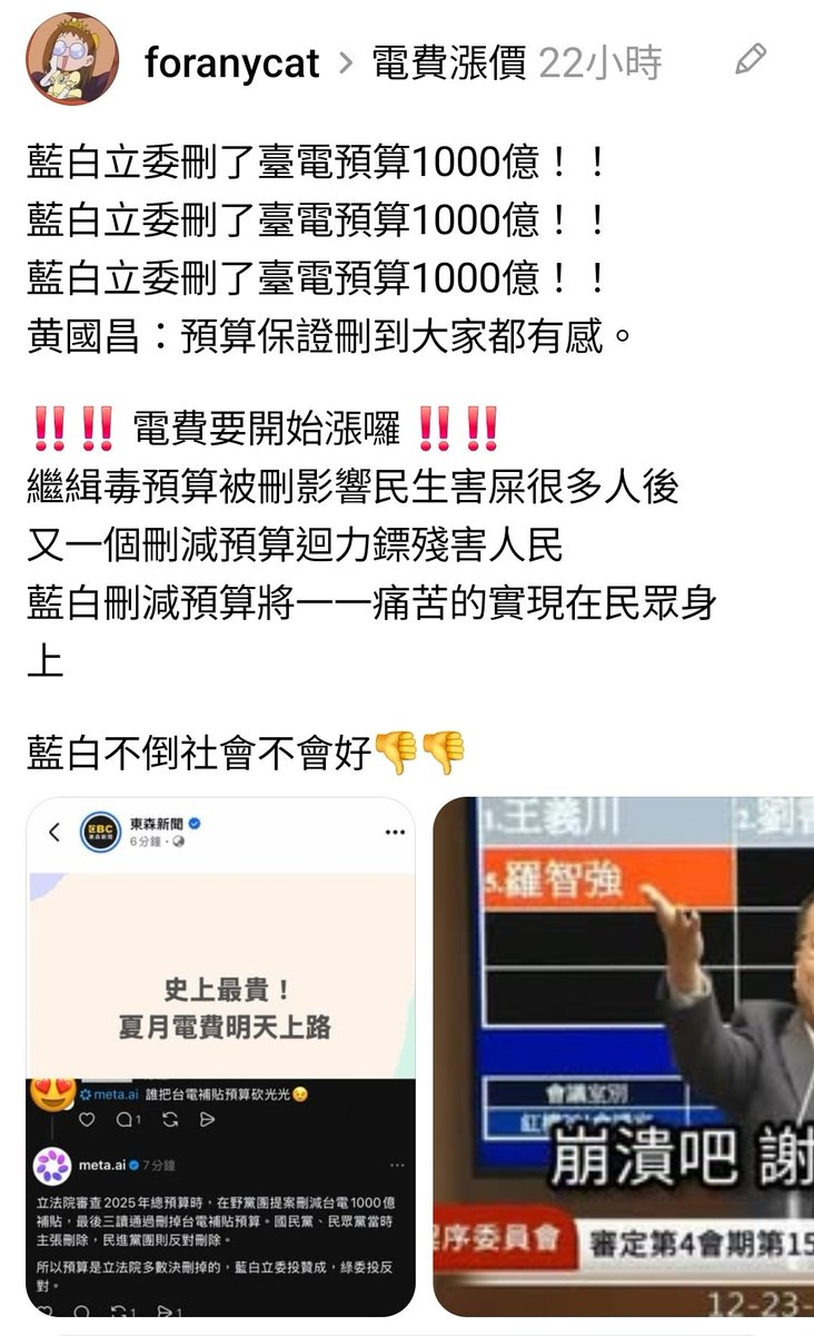pitt9244's tweet photo. 黃國昌：「保證刪到國人有感！」

票投藍白，電費狂漲！ https://t.co/MKkHtnAdaW