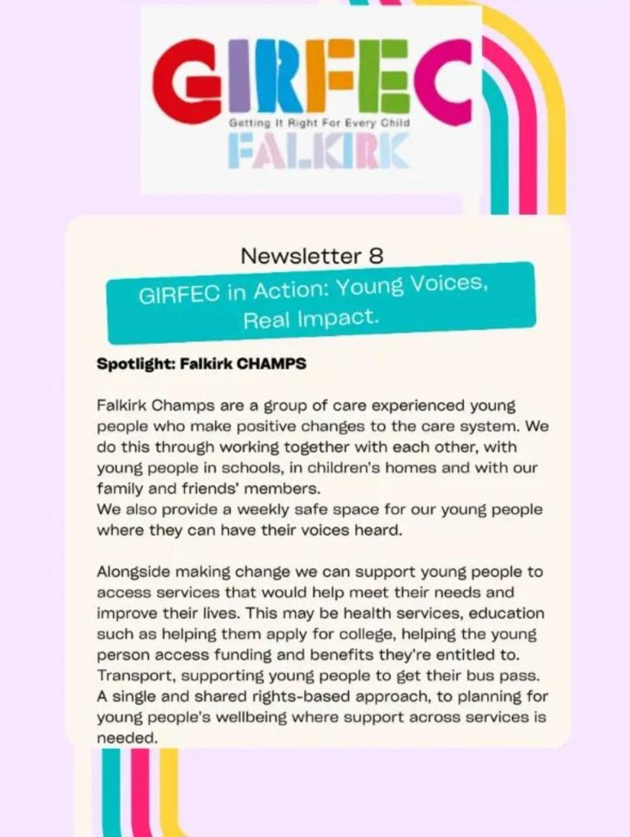 Falkirkchamps's tweet photo. In 2006, Getting it right for every child (GIRFEC) was introduced in Scotland, 20 years later, we've taken part in writing an article for Falkirk about some of the ways we practice GIRFEC #falkirkchamps #girfec #youthworkchangeslives #youthwork https://t.co/rLl4ZVu4zI