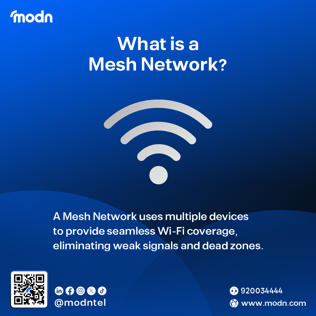 modntelecom_'s tweet photo. What is a Mesh Network?

#MeshNetwork #MeshWiFi #WiFiCoverage #NetworkSolutions https://t.co/ShPVsAynVp
