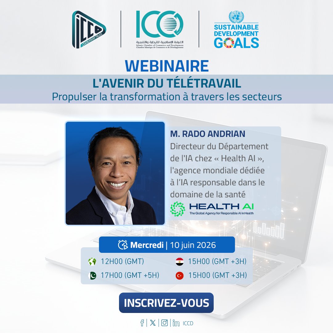 cicd_fr's tweet photo. Lors du prochain webinaire de la CICD, le Directeur du Département de l'IA chez « Health AI », M. Rado Andrian, explorera comment les cadres d'IA responsable transforment la prestation des soins de santé à distance dans le monde entier. 

Inscrivez-vous : https://t.co/IrixjU37P0 https://t.co/72QZ8qYWaG