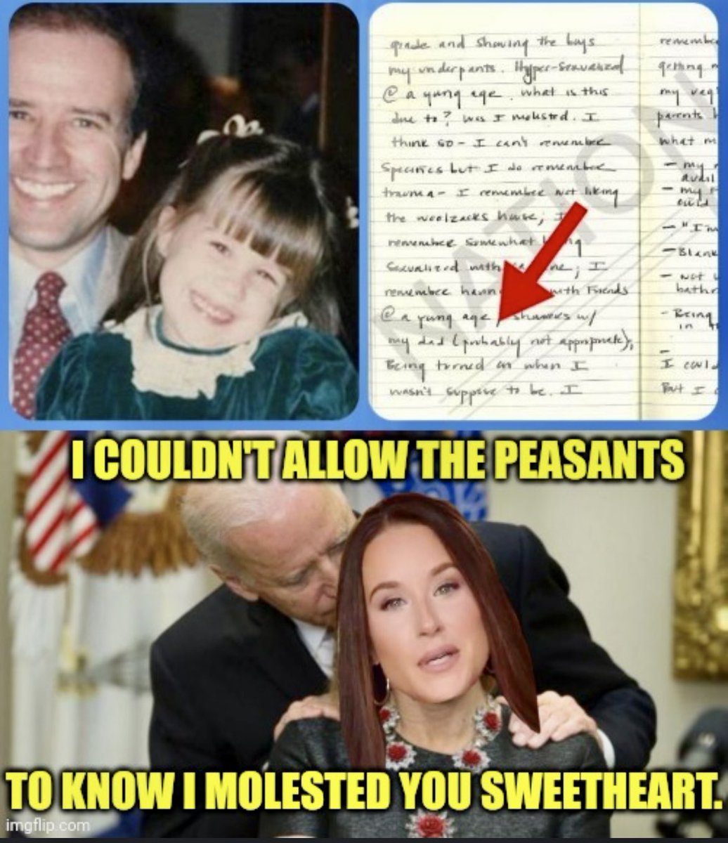 4Freespeak's tweet photo. @C_3C_3 #BidensLegacy #DoctorJill #DiaperDoc @JamesOKeefeIII
#PedoJoeBiden @timburchett @BasedMikeLee @elonmusk @emo9549 @nicksortor @its_The_Dr #UkunipartyMoneyGoRound @GOP
Serious Question:
โ๏ธIf a man molests his own daughter, Ashley Bidenโs words - not mine, what WOULDNโT he do? https://t.co/6afp9D3vcD