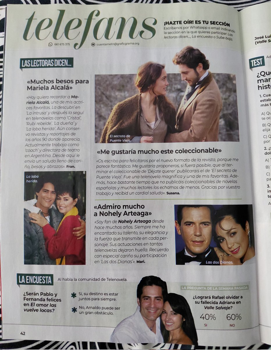 Franethan's tweet photo. ℹ️ #RevistaTelenovela N°1730 (1.6.26)
✔️ Las lectoras dicen: Mariela Alcalá 
✔️ Gran final #MeAtrevoaAmarte @NovaTDT
✔️ Fasciculo: Primavera 
✔️ Resumen: El amor las vuelve locas @VePlus_ y demás telenovelas
✔️ Y mucho más, descúbrelo en la revista teleNOVELA
 @Pilar_Manzr ♥️ https://t.co/mnIuRfLCmq