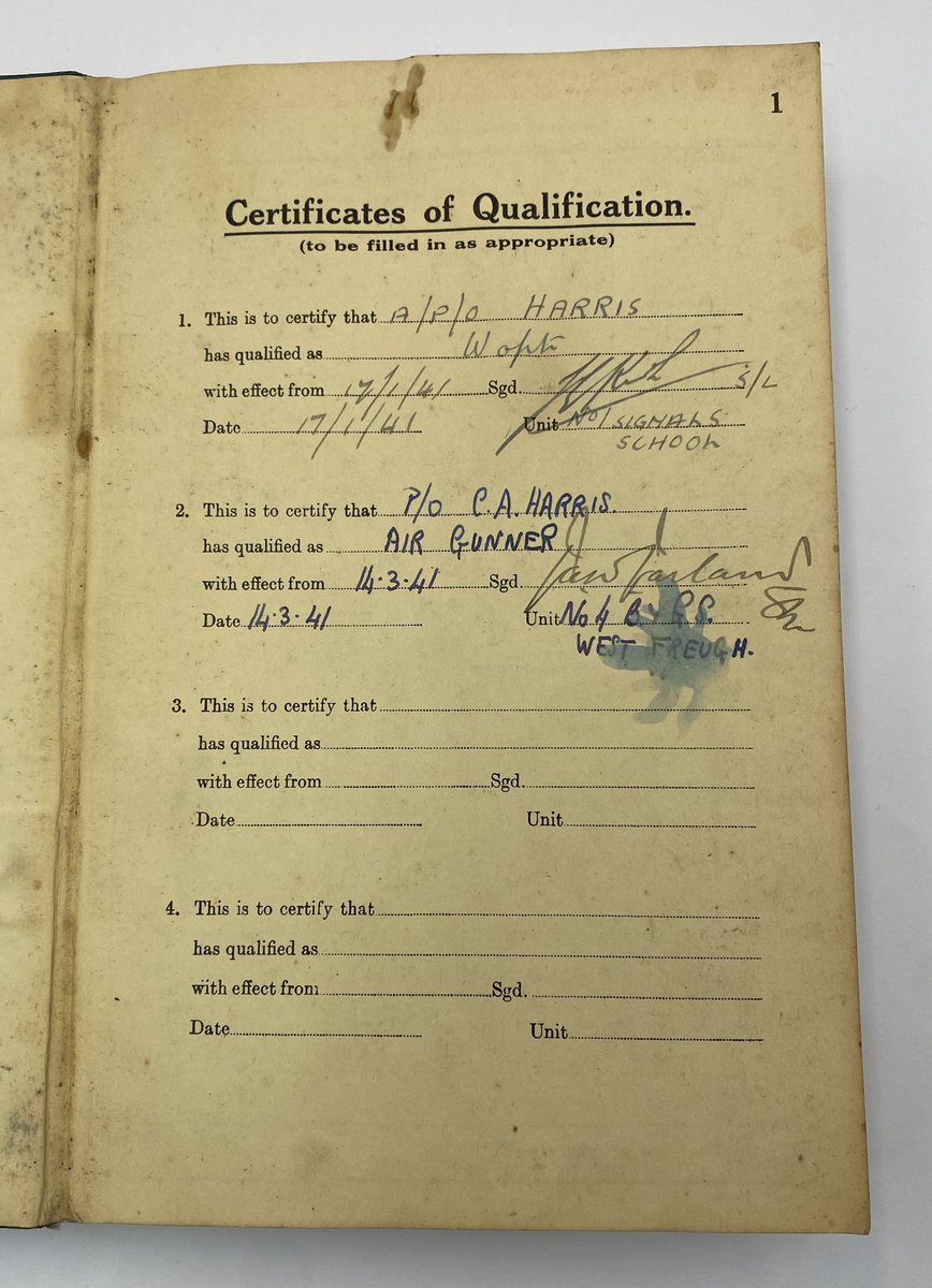 HansonsMilitary's tweet photo. Consigned for our next Medals & Militaria sale in August, a good WW2 Flight Officer’s logbook, named to 81401 F/O (later Wing Commander) Charles Alec Harris of 58 Squadron RAFVR.
#RAFVR #WW2FlightLogBook #58SquadronRAF
@HansonsUK https://t.co/bPAnjQcTDP