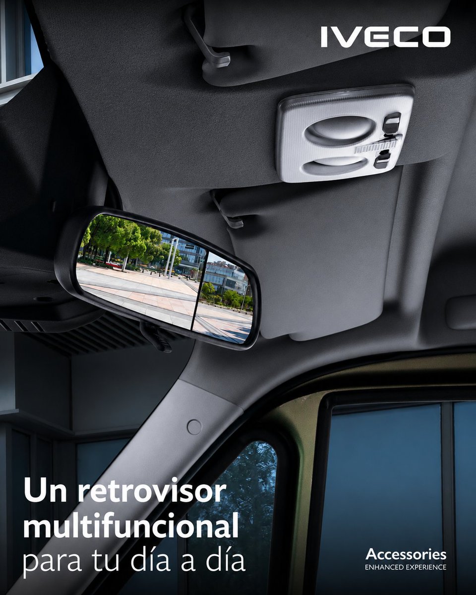 IvecoES's tweet photo. ¿Quieres ver más y conducir con mayor seguridad? El espejo DVR + RVC para la #IVECO Daily combina cámara frontal, visión trasera automática al maniobrar y grabación Full HD 1080p en una única solución. Menos puntos ciegos, más control y mayor tranquilidad en cada trayecto👌 https://t.co/o6y7Jnh7NB