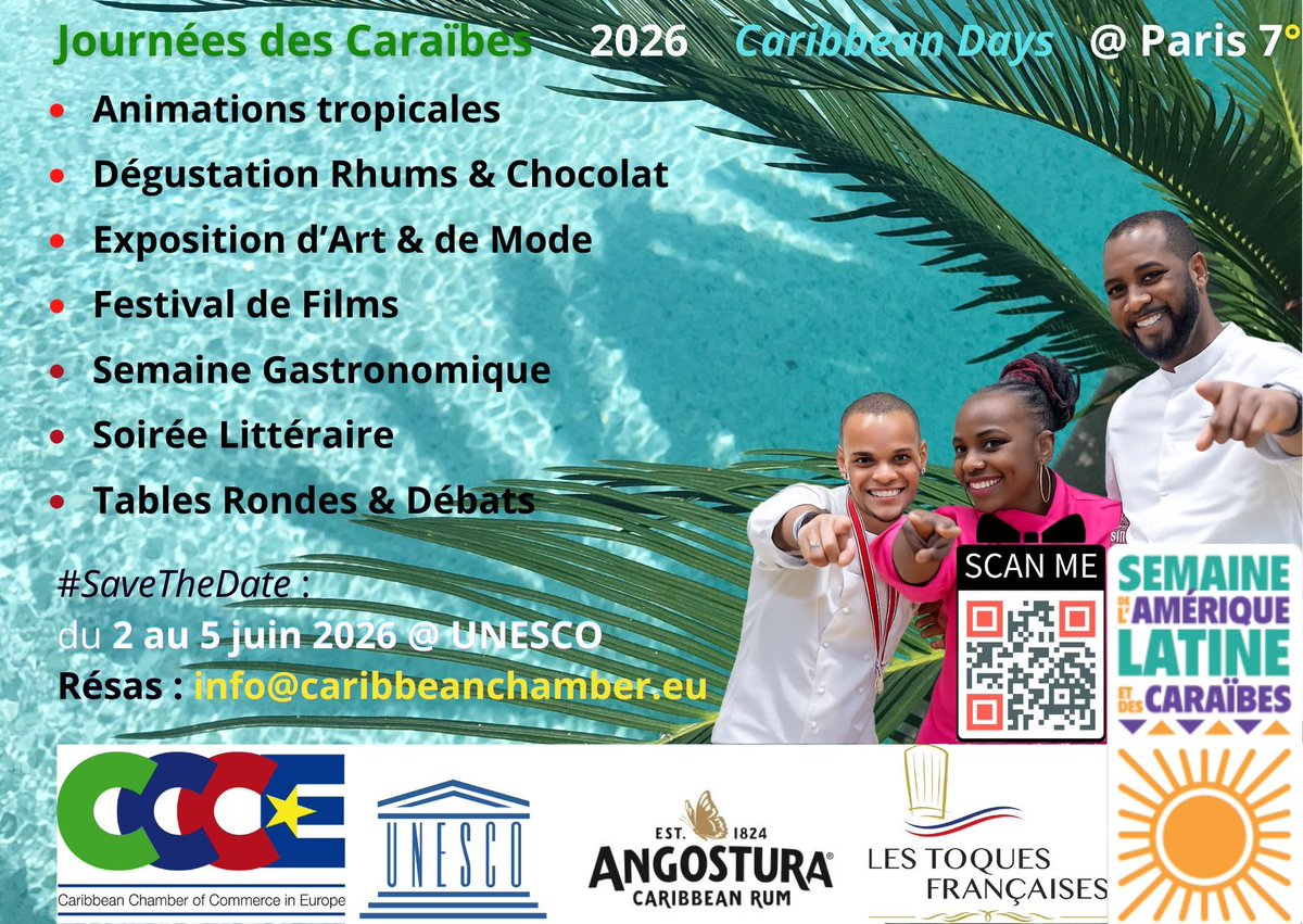 CCCEur's tweet photo. FYI / Pour info : Please join us for our "Caribbean Days" / Joignez-nous pour les Journées des Caraïbes @UNESCO Pars 7° : https://t.co/jnFSEji74m #Caraibe #Caribbean #CARIFORUM #CCCE #SALC2026 #UNESCO #Paris #Antilles #Guyane #CooperationRegionale #tourismedurable https://t.co/i1LRUUM9bN