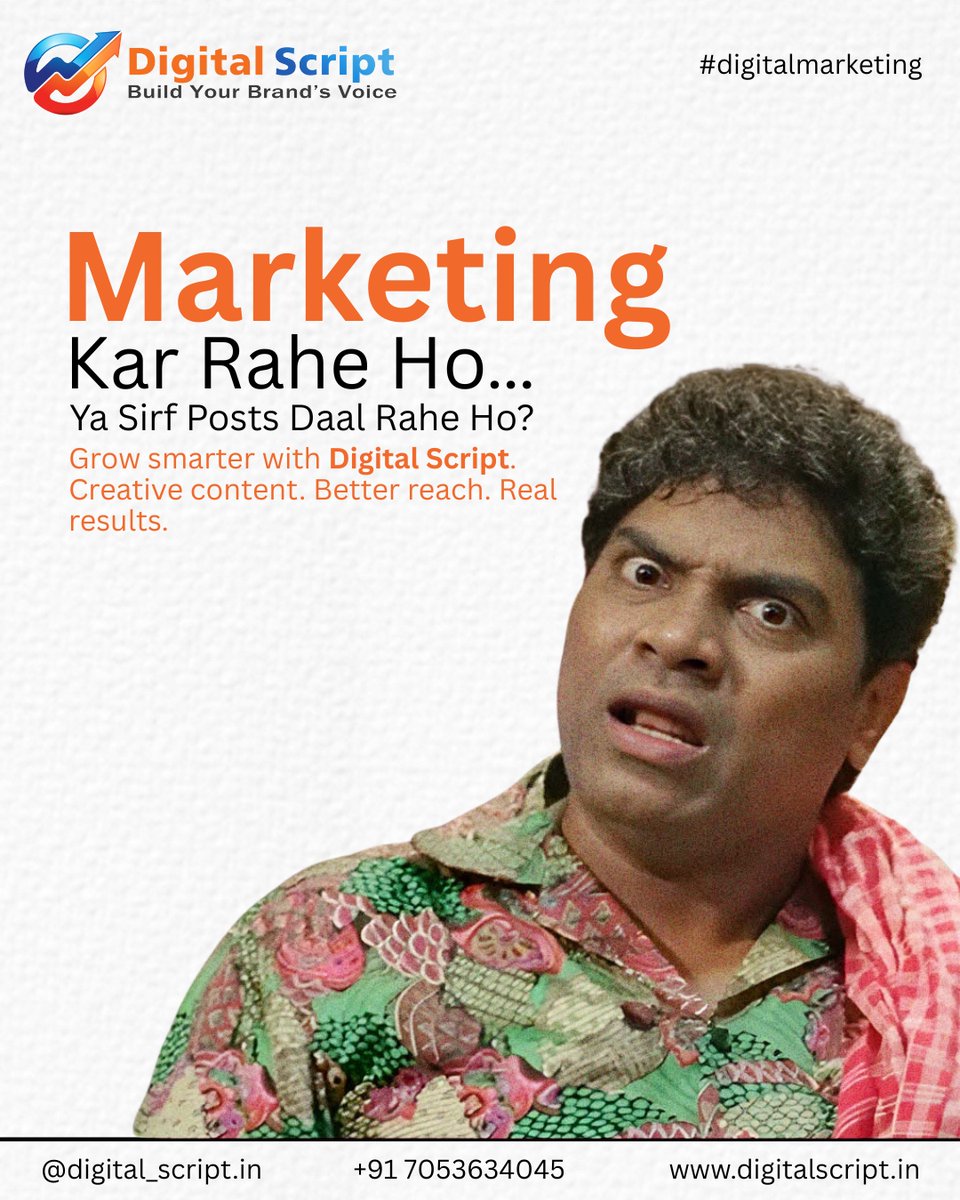 script_digital's tweet photo. Marketing kar rahe ho… ya sirf posts daal rahe ho? 
Aaj ke digital world mein sirf content post karna enough nahi hai. Strategy, creativity aur consistency hi brand ko grow karti hai. 
 DM us to grow your brand smarter
#DigitalMarketing #SocialMediaMarketing https://t.co/MmkIyqjdyv
