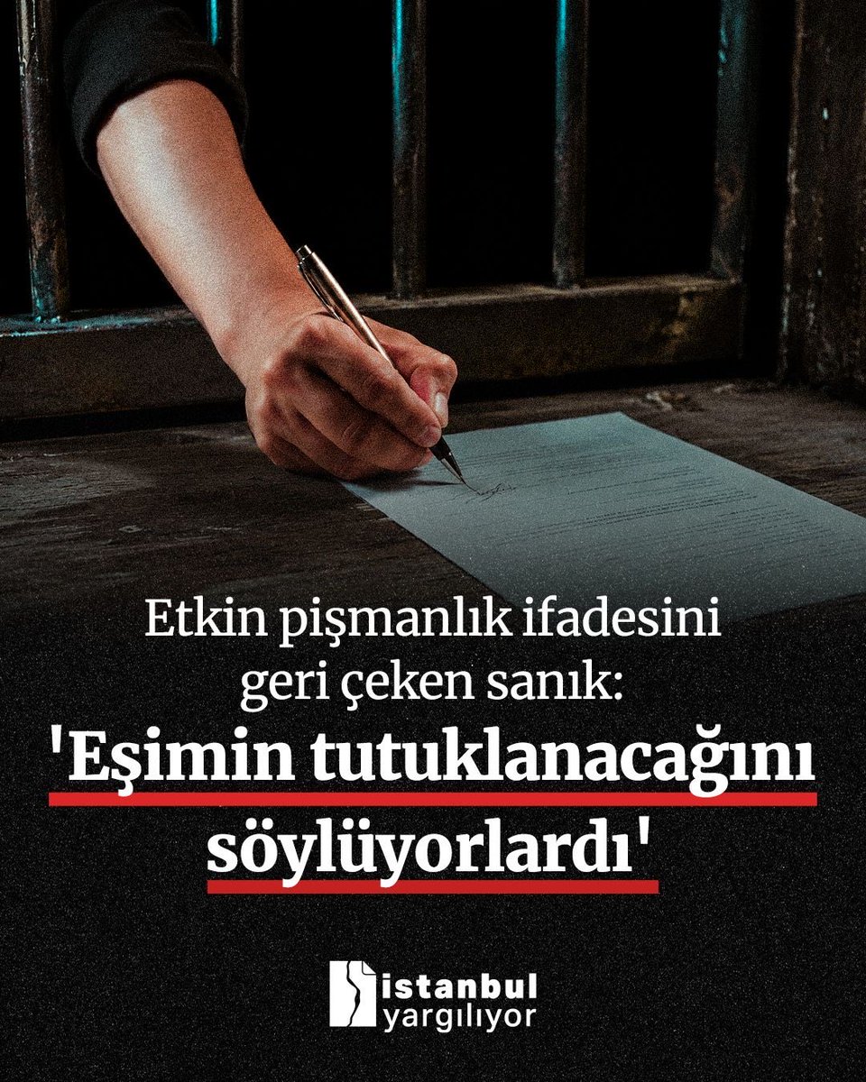 istyargiliyor1's tweet photo. Etkin pişmanlık ifadesini geri çeken sanık Şahin:

⚠️Eşimin tutuklanacağını söylüyorlardı.
⚠️Para istediler.

📎Şahin'i yönlendiren avukat İsmail Mirsad Albayrak, İBB Davası'nda 5 itirafçının avukatlığını yapıyor.

https://t.co/WCsOJk7zPQ https://t.co/jMrgdKsvlr