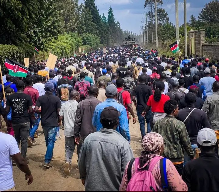 Ali_Manzu's tweet photo. Nanyuki residents march to Laikipia Airbase to protest against the establishment of US Ebola quarantine centre, KDF use water tankers to block access. - https://t.co/DEv93N3Cgc https://t.co/L4mnw6EEPG