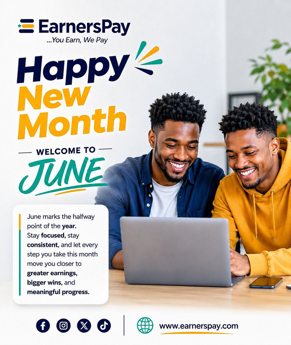 earnerspay's tweet photo. Welcome to June 🚀

The first half of the year is behind us. 

This month, stay consistent, keep promoting, and keep learning. Every effort counts.

Let's win bigger this month! 🚀 https://t.co/7LMiC2KbsV