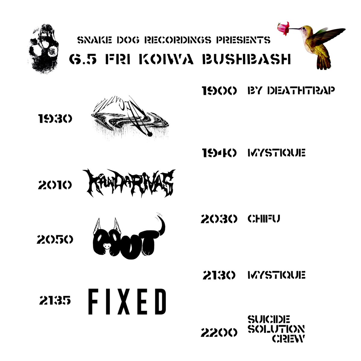 ssmince2024's tweet photo. 金曜日！小岩BUSHBASHでDJ SUICIDE SOLUTION CREW

Snake Dog Recordings presents 
6.5（金）小岩BUSHBASH
MUT
KANDARIVAS 
FIXED
NEGATIVE SUN
DJ SUICIDE SOLUTION CREW
19:00 OPEN 19:30 START
¥2,500+1D https://t.co/kovJwL6CNX