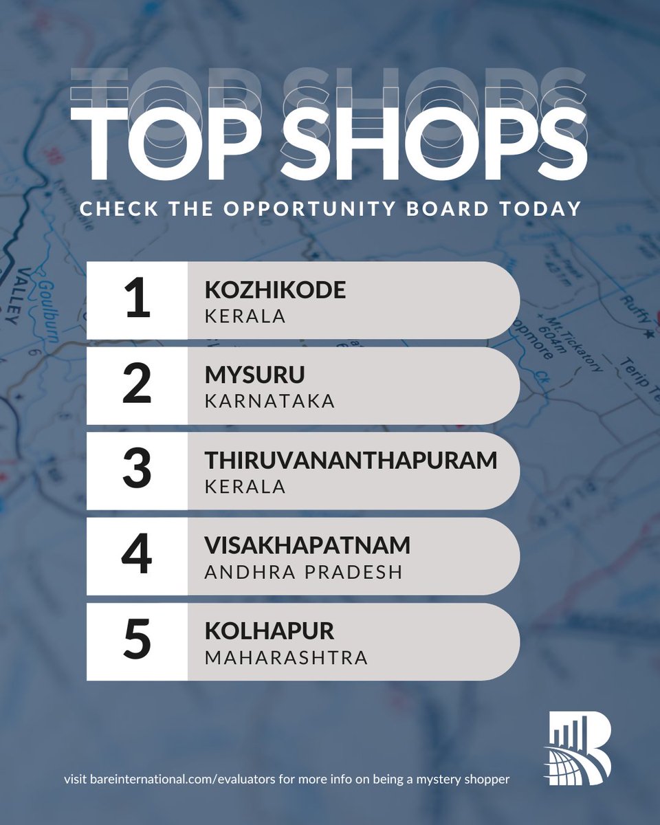 bareindia's tweet photo. 🌟Check out this week's top 5 hot shop locations 🔥 Visit the job board to sign up and start earning!
Log In 🔗https://t.co/8rGcFoZGxG
Register 🔗https://t.co/uVHR7nIbJG
or Fill in the form https://t.co/7w9RUyL4wA today!
#sidehustle #earnmoney #mysteryshopping #CX https://t.co/mySju3L8WO