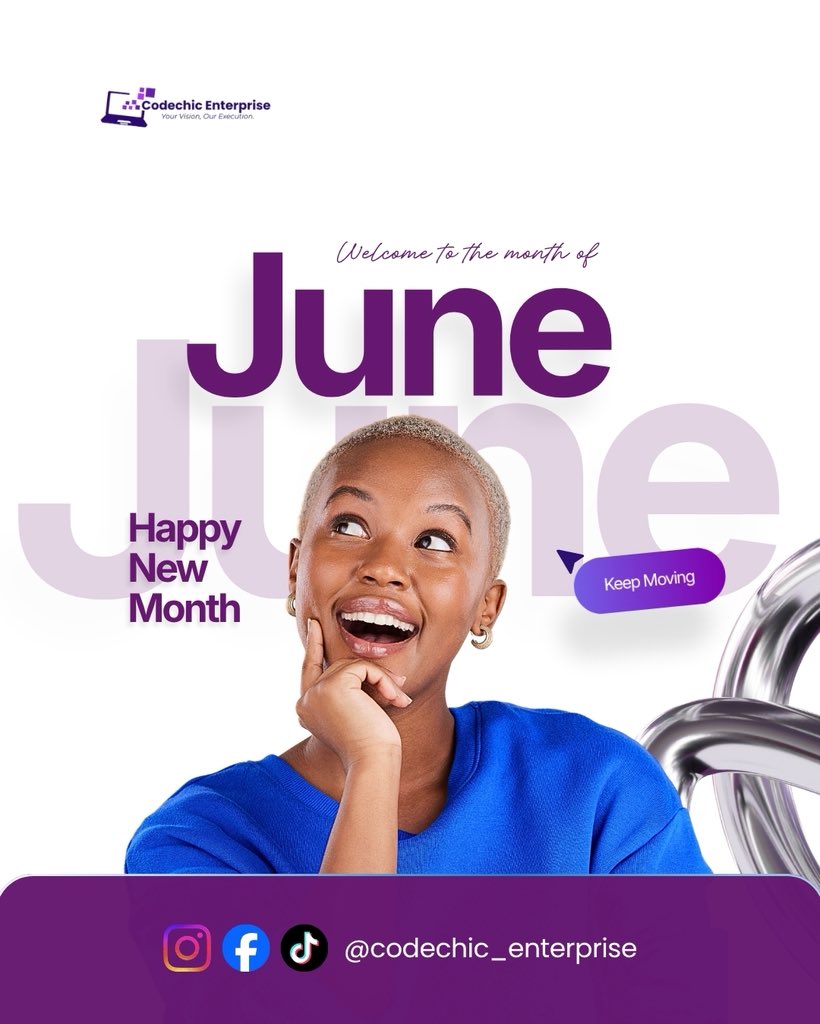 _codechicENT's tweet photo. Happy New Month! May this June bring you closer to your goals, filled with good vibes and steady progress. What are you looking forward to building this month? 

#codechicenterprise #happynewmonth❤️ https://t.co/CqBOUq9TSt