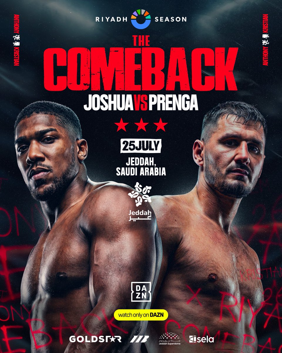 ringmagazine's tweet photo. Anthony Joshua and Kristian Prenga come face-to-face at their kickoff press conference today 🤩 

Streaming LIVE across The Ring's socials at 5PM UK | 8PM KSA | 12PM ET 📺 

#JoshuaPrenga | July 25th | Exclusively on DAZN 🥊 https://t.co/oWcHLQSc6z