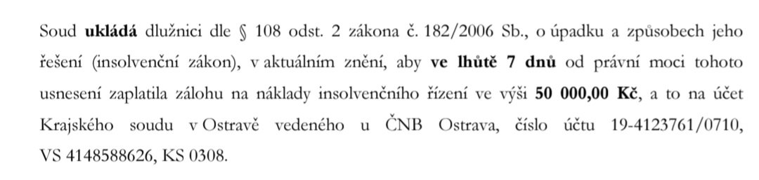 LIGHTHOUSE_ACDM's tweet photo. Když si vyšší soudní úřednice hraje na trestní soudkyni a nepoctivý záměr dovozuje z četnosti a rozsahu trestné činnosti, za kterou ale byla dlužnice již potrestána odnětím svobody. 
Navíc o tom rozhodne až po zaplacení 50.000 Kč. Pro ní lepší, protože nemusí odůvodňovat nepoctivý záměr, dlužnice logicky 50.000 nemá, neuvedla je v seznamu majetku. Pro dlužníci lepší v tom, že nebude mít nepoctivý záměr a může si podat třeba za pár měsíců k méně průbojné asistentce. 
A kdo bude nejvíc trpět? Ten nejméně důležitý v oddlužení. Poškozený věřitel. Nedostane totiž zase nic. Tak se staví stát k obětem a poškozeným trestným činem.