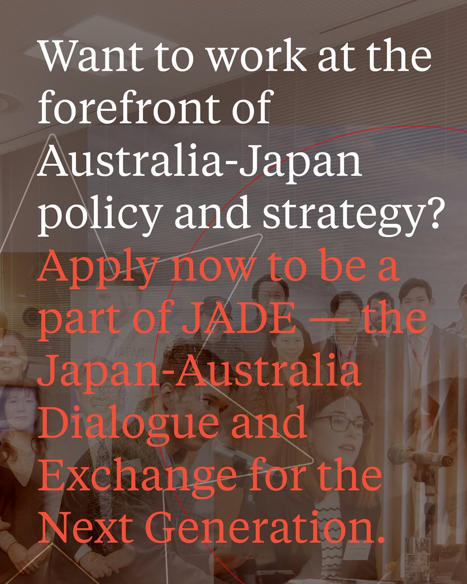 USSC's tweet photo. We're seeking 10 emerging leaders to help shape the future of Australia–Japan relations.

Applications close next week for the JADE fellowships.
https://t.co/PVfex5mDF1 https://t.co/JQEXGTzFOB