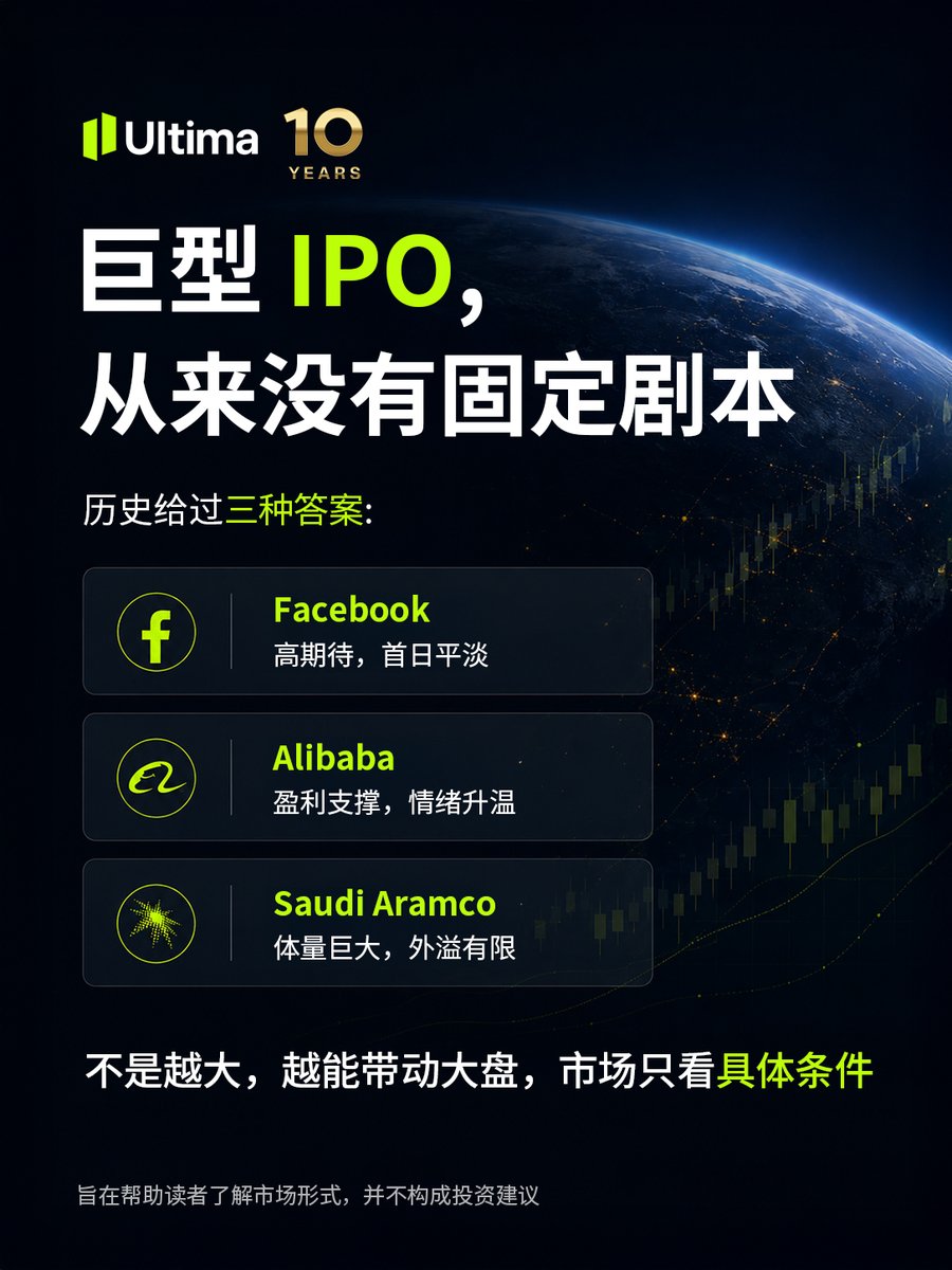 ultima_cn's tweet photo. 🚀 SpaceX IPO 热度拉满，但真正值得看的，不止开盘那一秒 👀
参考巨头IPO历史，脸书、阿里巴巴...
真正高手的博弈全在首日之后！🌌

📊 流通盘、🔒 锁定期、⚡ 估值、🌍 太空经济叙事...
它如何被定价、被消化、被验证，才是这场 IPO 真正的后半场。🚀

你认为 SpaceX IPO 后续最值得观察的变量是什么？欢迎与我们聊聊 💬
#SPCXUSD #SpaceX #SpaceXIPO #UltimaMarkets #SpaceEconomy #ElonMusk 

🎁 新手福利：完成首次认证且符合条件，最高领专属护航礼！点进主页立刻领取。
🏆 10 周年终极庆典，抢先解锁专属礼遇，点进主页立刻领取
🔍 免费获取更多干货： https://t.co/5O01X0LqMH
🔍 免费1对1专家技术支持：https://t.co/Zr7QbZ50dF

⚠️免责声明：本内容仅供行业趋势分析与商业探讨，不构成任何投资建议。