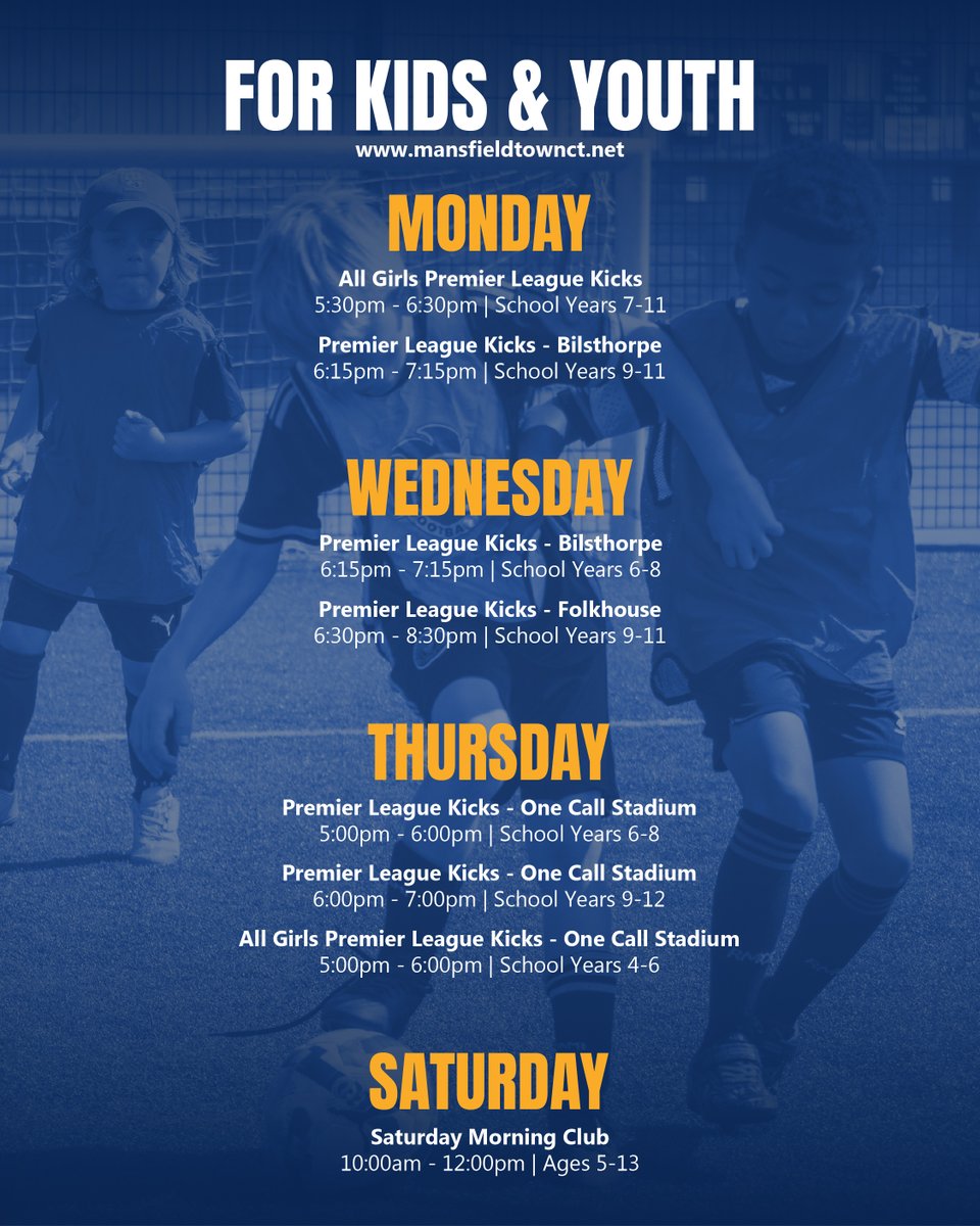 MTFC_CT's tweet photo. 📅 This week at Mansfield Town Community Trust!

Here are our highlights:

🏅 Our local veterans programme, Stags Military Vets!
🎮 Our new Between The Posts Esports Programme!
⚽ Round one of the Sean Lynk trophy takes place at the RH Academy!

Interested in our Between The Posts programme? Please contact stephen.clayton@mansfieldtownct.net to discuss school referral opportunities for young people, it's not too late to join!

For more information about all of our sessions, visit: https://t.co/xV7SOLFKjl

#Stags #whatsonmansfield