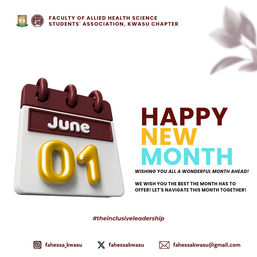 FAHESSA_KWASU's tweet photo. Happy New Month, Great Fahessaites!

Wishing you all a month filled with clarity, strength, and academic success. Here’s to excellence in your CAs and a rewarding month ahead.

#HappyNewMonth #FAHESSA https://t.co/JuGpqp17QP