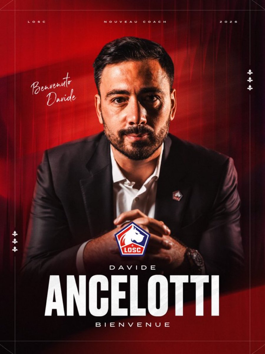 ActuFoot_'s tweet photo. 🚨🚨 OFFICIEL ! DAVIDE ANCELOTTI 🇮🇹 EST LE NOUVEL ENTRAÎNEUR DU LOSC ! ❤️🤍 https://t.co/AWTxtHZ6hg