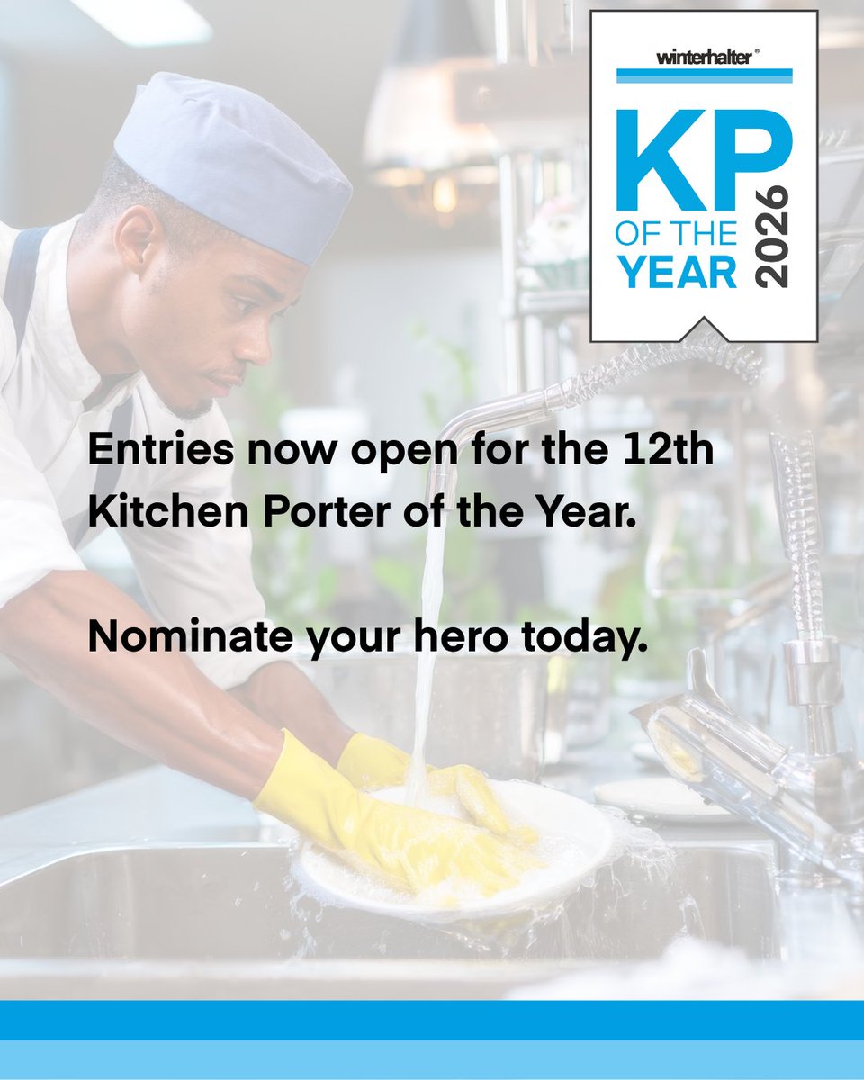 WinterhalterUK's tweet photo. Isn’t it time your KPs got a bit of recognition for all their hard work? The warewashing gurus at Winterhalter are searching for the 2026 Kitchen Porter of the Year and are looking to encourage as many entries as possible. 

https://t.co/UHzbvVD4jD https://t.co/CRjQfuSkFv