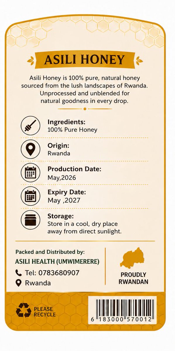 🍯 ASILI HEALTH (UMWIMERERE) – PURE NATURAL HONEY 🍯 🌞 This