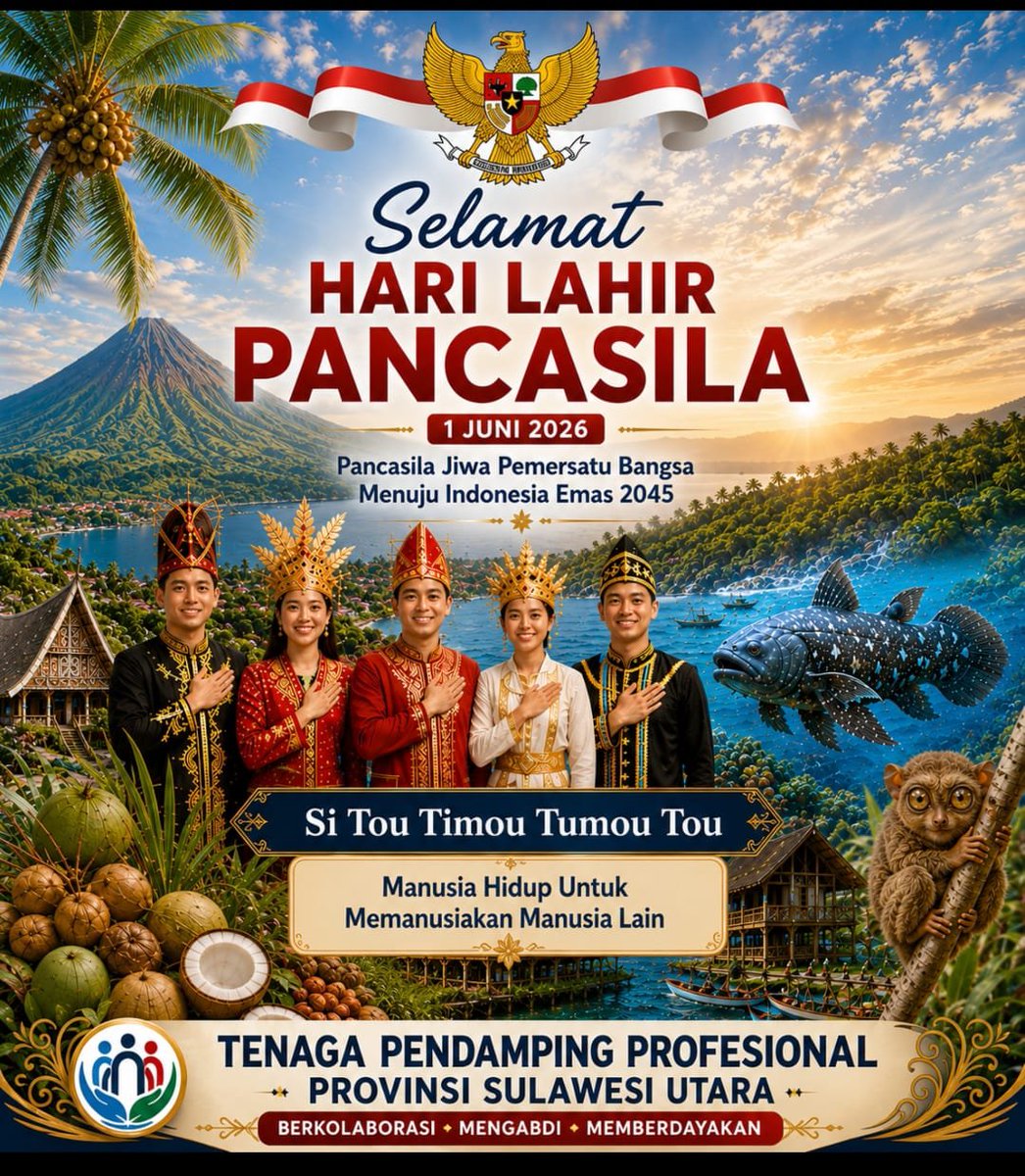 JembriMewoh's tweet photo. "Pancasila Pemersatu Bangsa, Fondasi Perdamaian Dunia". 

Selamat Hari Lahir Pancasila!
Jayalah Indonesiaku!

#KemendesaPDT
#BangunDesaBangunIndonesia
#BPSDMKemendesaPDT
#BersamaTPPBangunDesa https://t.co/3sdi6Pp9HM