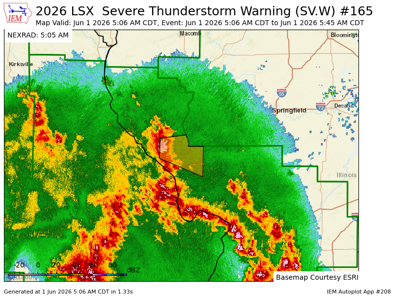 HFitzpatrickWX's tweet photo. LSX issues Severe Thunderstorm Warning [wind: 60 MPH (RADAR INDICATED), hail: 1.00 IN (RADAR INDICATED)] for Calhoun, Greene, Pike [IL] till 5:45 AM CDT https://t.co/PnuK5mvBGx https://t.co/CsTzKUimfs