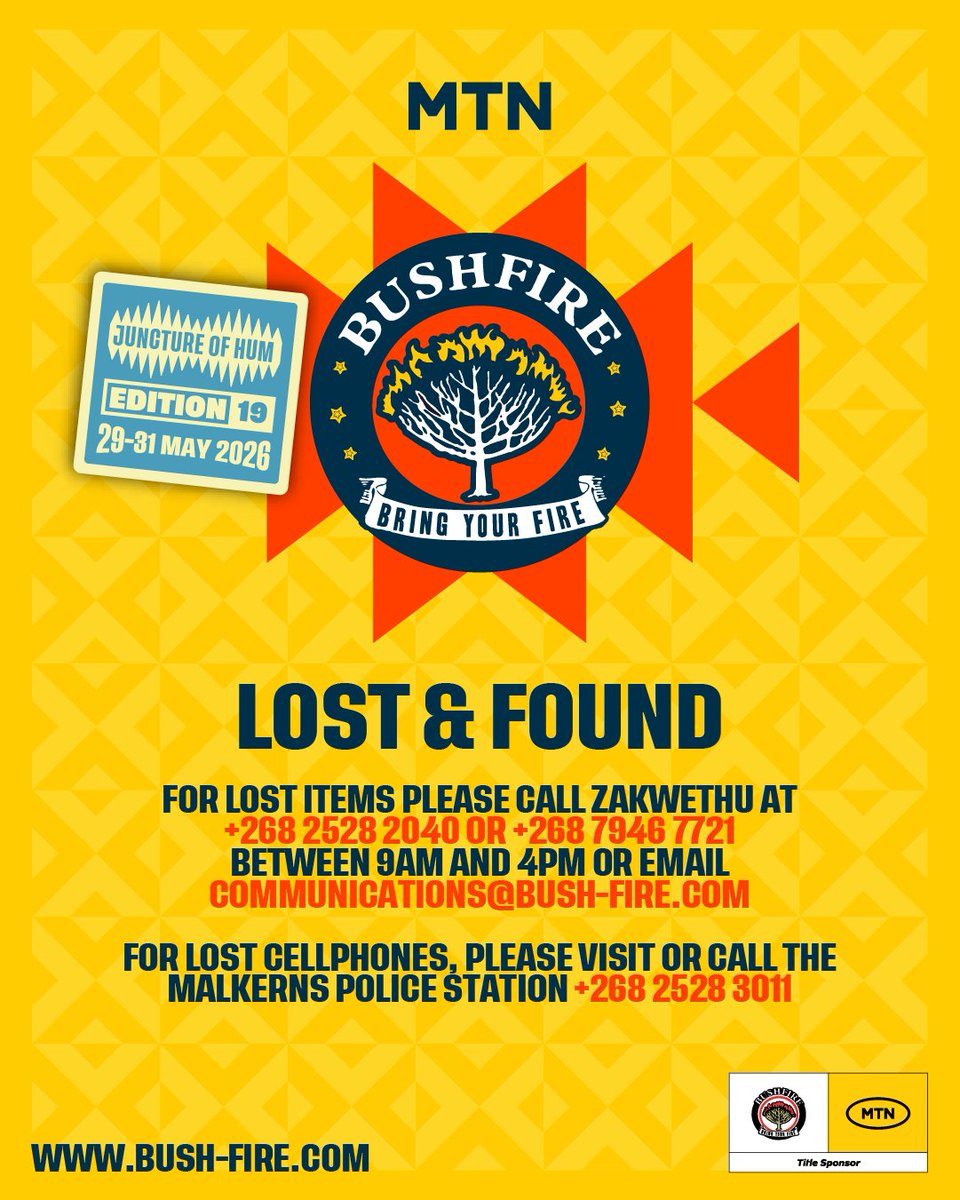 MTNBushfire's tweet photo. Lost something during the festival? We might have it!

If you misplaced an item during the MTN Bushfire festival, it could be waiting for you in our Lost &amp; Found. Take a look at the list below; your belongings might be among them!

#LOSTANDFOUND https://t.co/upabfUumb3