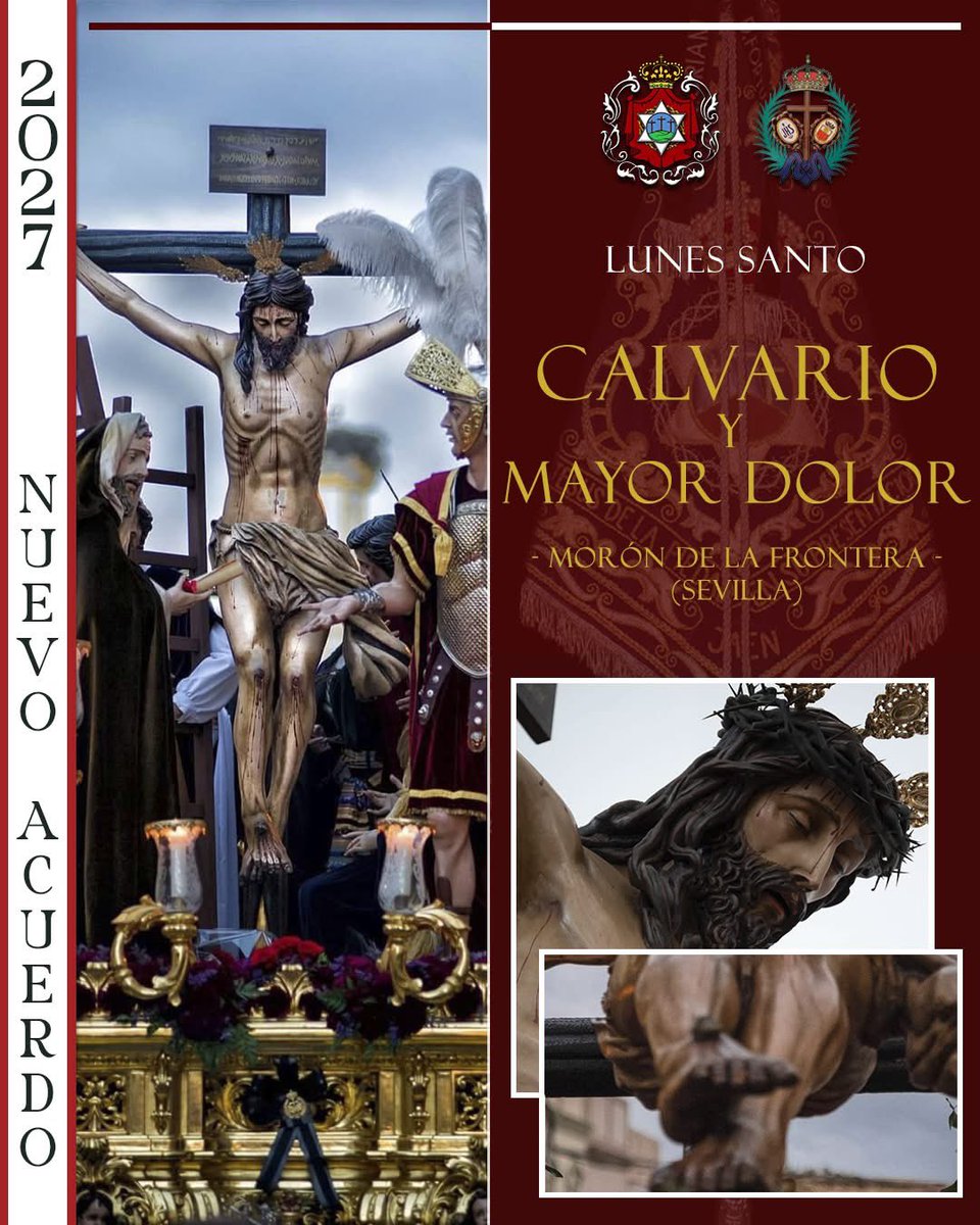 AmEstrellaJaen's tweet photo. 📢 𝐎𝐅𝐈𝐂𝐈𝐀𝐋 - Semana Santa 2027 ✍️

𝐀𝐂𝐔𝐄𝐑𝐃𝐎 alcanzado con la @hCalvarioMoron para acompañar con nuestra música al paso de misterio del Stmo. Cristo del Calvario el próximo 𝗟𝘂𝗻𝗲𝘀 𝗦𝗮𝗻𝘁𝗼 de 2027.

#Jaén #SuenaLaEstrella #LunesSanto #MorónDeLaFrontera #Sevilla https://t.co/eTYnx3lOXZ