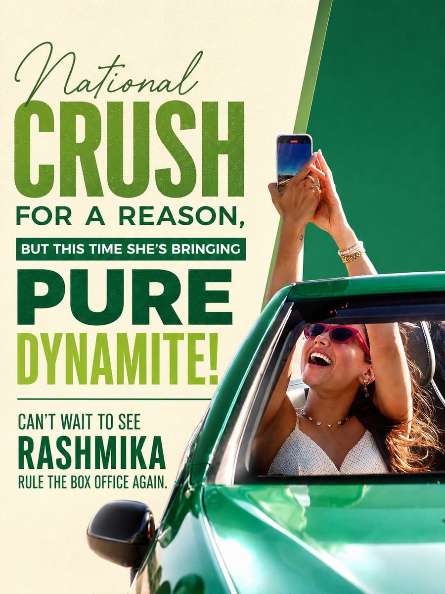 GeethaRashmika's tweet photo. Charm ✔️ Talent ✔️ Screen presence ✔️
Rashmika is ready to light up the big screen again! 🔥💚
#RashmikaMandanna #RashmikaFans #NationalCrush #TollywoodActress #SouthIndianCinema #CinemaLover #BoxOffice https://t.co/S3v2FUzQ9G