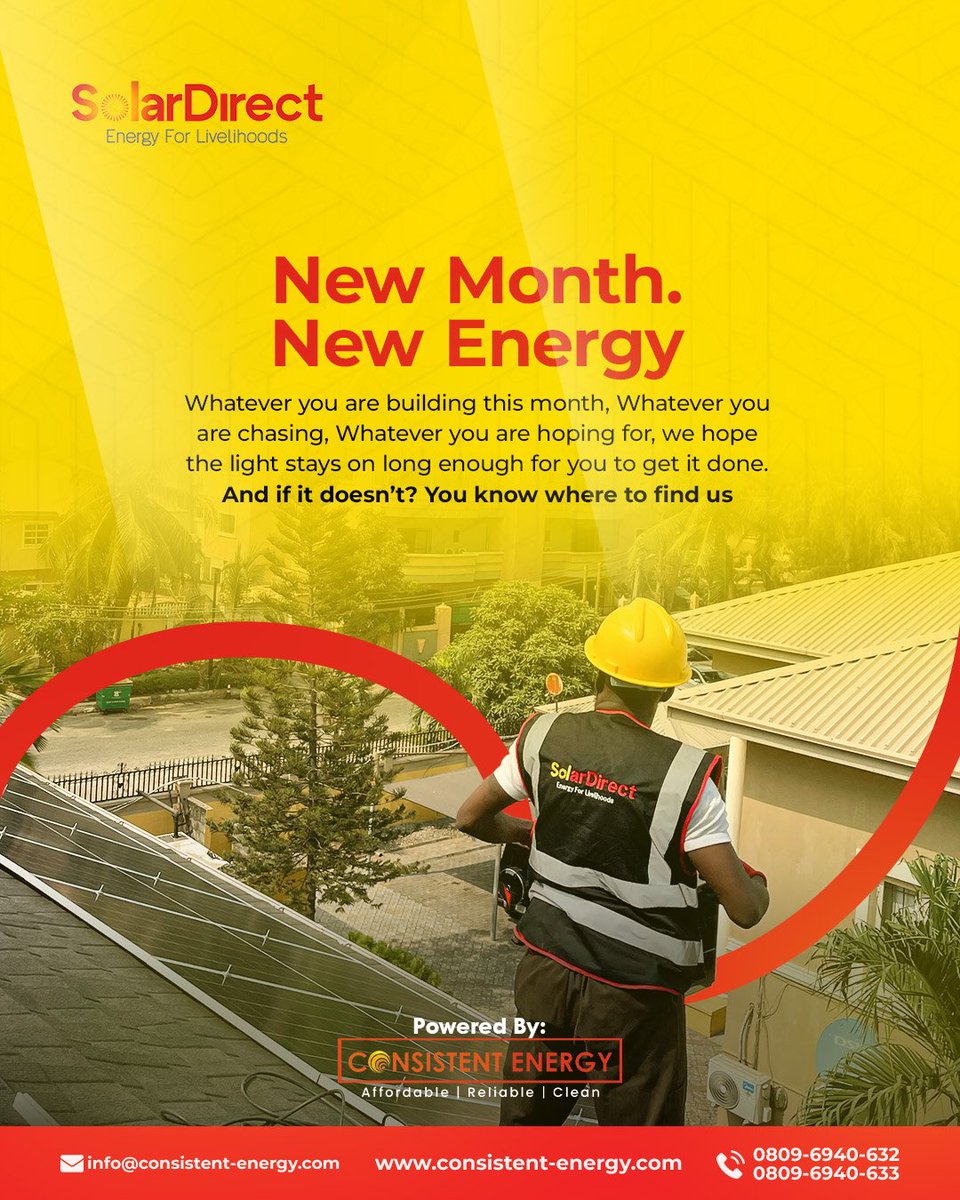 SolarDirectNG's tweet photo. Happy New Month!

We hope the light stays long enough to smash your monthly goals.

#lightthatstays https://t.co/XgM7o0OYOg