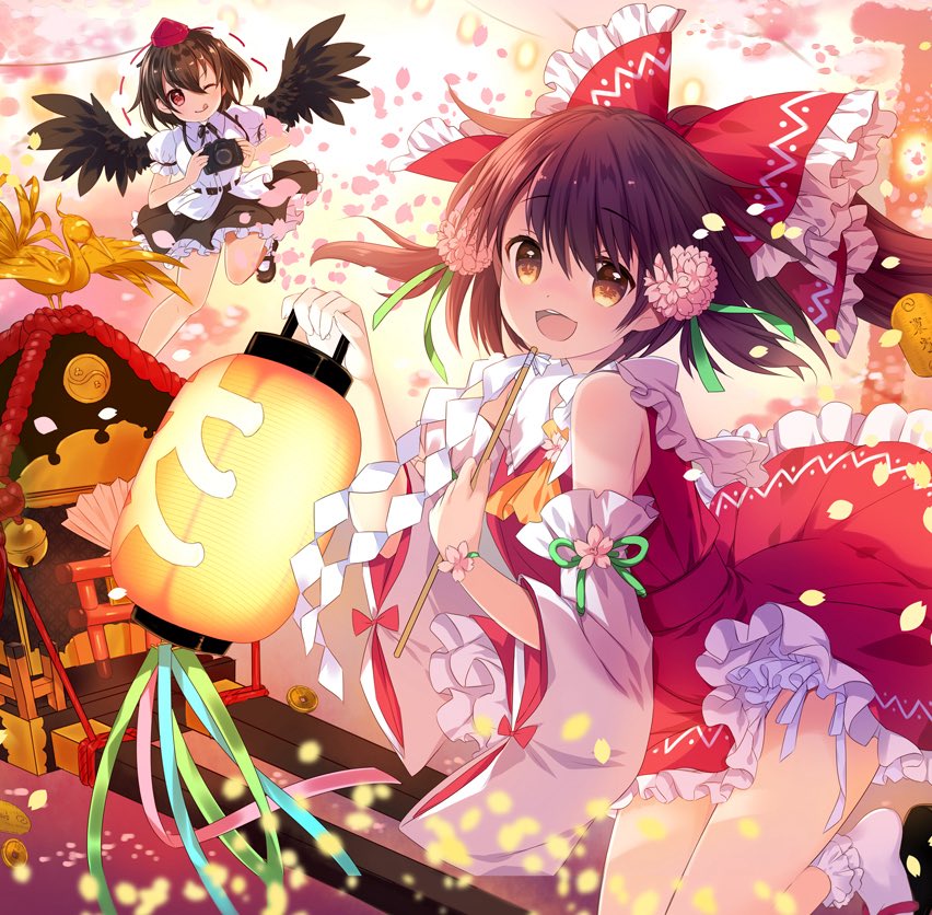 博麗霊夢 ,射命丸文 「大入 #東方Project」|ヒナユキウサのイラスト