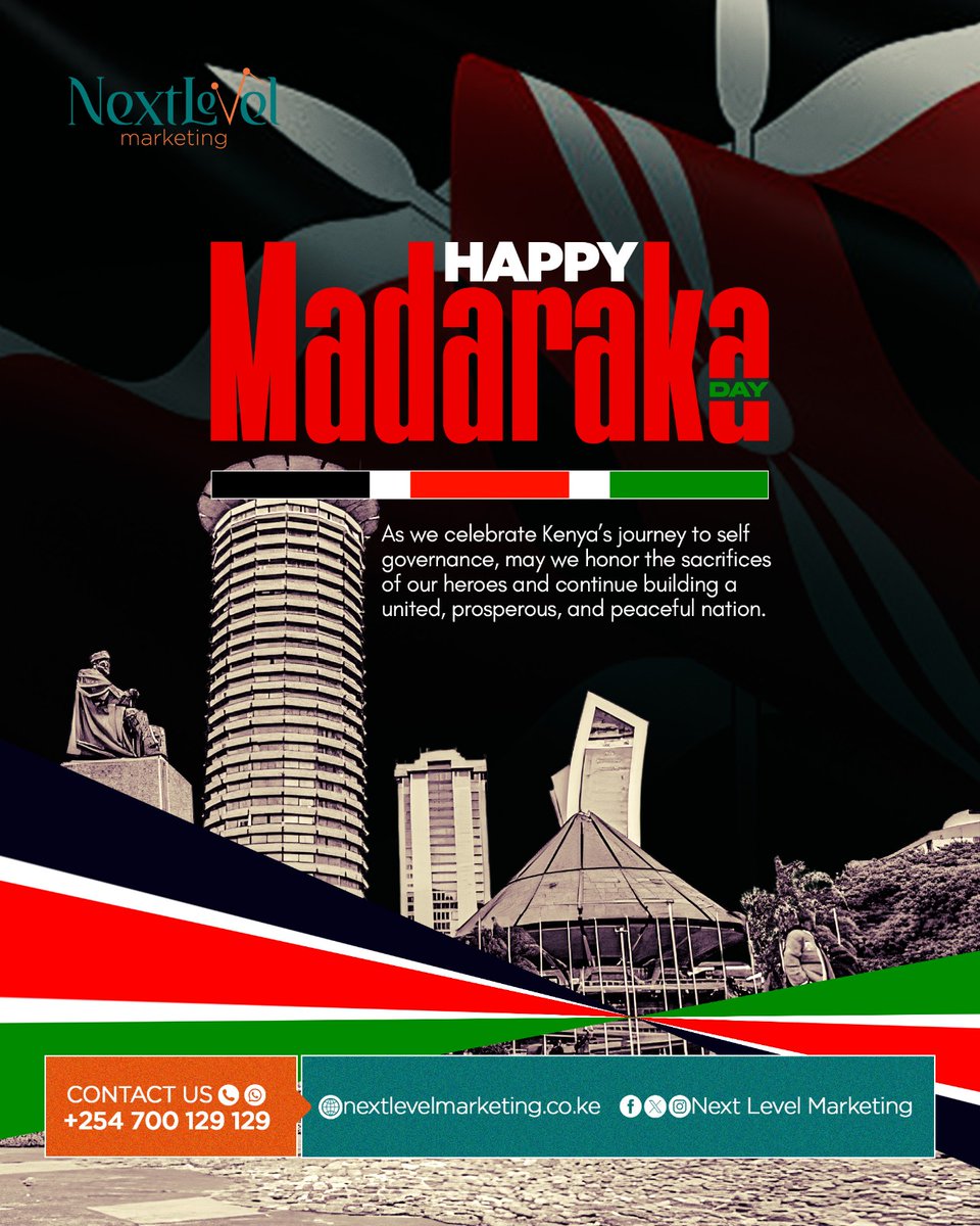 NextLevel__Mktg's tweet photo. 🇰🇪 Happy Madaraka Day!

Today, we celebrate Kenya’s journey, resilience, and the spirit of a nation built by courageous dreamers. May we continue to grow together in unity, opportunity, and progress.

#MadarakaDay https://t.co/swuMf0aHm0