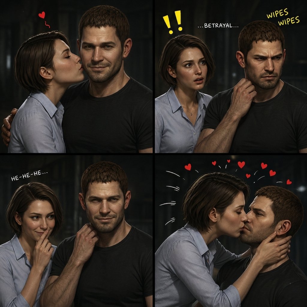 adige_Shapsug's tweet photo. "HOW TO GET A KISS ATTACK IN 4 SIMPLE STEPS" --by Chris Redfield
#ChrisRedfield #JillValentine #Valenfield #REBHFun https://t.co/pLMTxaYqKJ