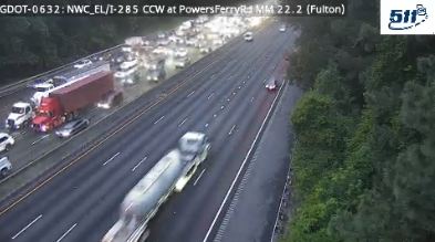 Sandy Springs: Crash blocks 3 left lanes on I-285 EB before