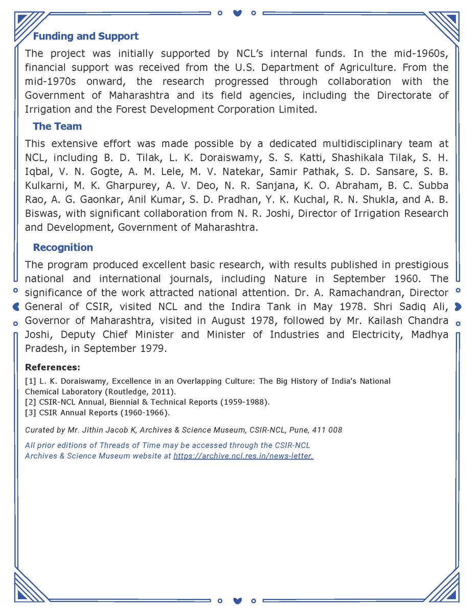 csir_ncl's tweet photo. Water Evaporation Control: From Fundamental Science to National Impact. Explore the CSIR-NCL success story and more by browsing the complete Threads of Time at https://t.co/sJ9EnZYVH3.
Threads of Time, Volume 02, Issue 05, May 2026,  CSIR–NCL Archives &amp; Science Museum https://t.co/ojjO6Tv6F1