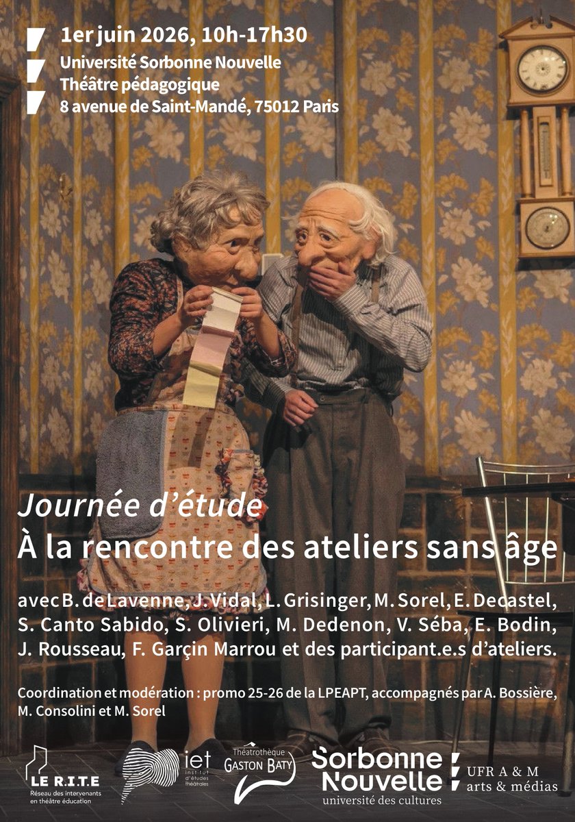 PrixChronos's tweet photo. 🎭 Aujourd’hui, direction l' Université Sorbonne Nouvelle pour une journée « À la rencontre des ateliers sans âge » !
Au programme : des échanges inspirants sur l’intergénérationnel, le théâtre et la création. 💡 https://t.co/75SwINw4wO