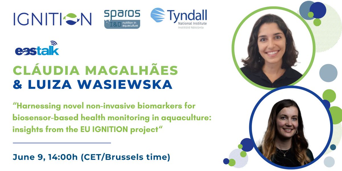 IGNITION__EU's tweet photo. 📢 Join the next #EAStalk webinar and discover how the IGNITION is advancing non-invasive fish health monitoring through skin mucus biomarkers, omics, and biosensors.

📅 9 June | 14:00 CET

🔗 Registrer: https://t.co/6y49FSI8ai

#Aquaculture #FishHealth #OneHealth #Farm2Fork https://t.co/h7XINDMQtA