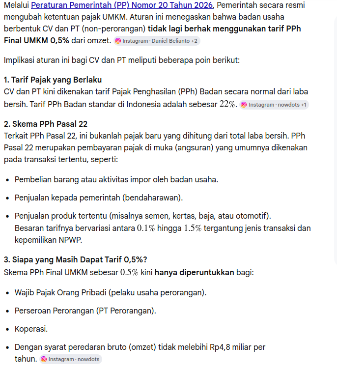 jack_rubyjack's tweet photo. @worksfess wah iya beneran anjeeeeng, ini bosok buat pt/cv kecil, kl jaman don kowi omzet x 0,5%, nah ini msti jelas itungan biaya, modal fiskal, lain2 yg udh final baru kena potong 22% , mati aja 
omzet bulan ini × 0,5% = pajak final
kl kata @MrOngDedy  gak make sense https://t.co/SoAg6CSyj4