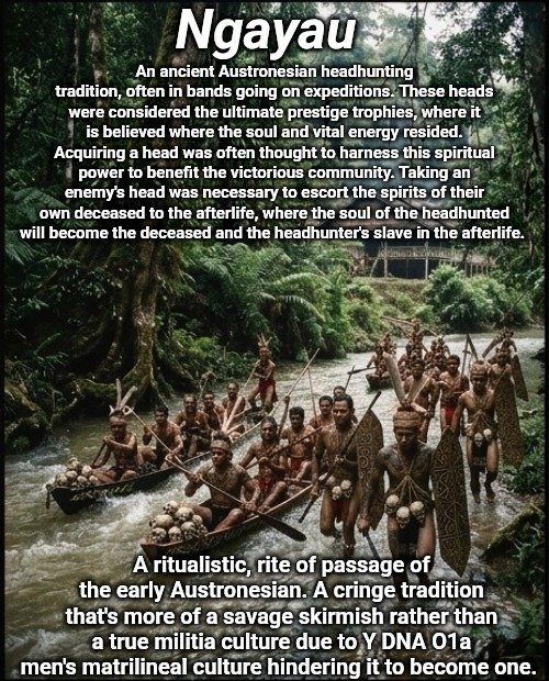 SouthSeaNomad's tweet photo. ⛵🏇💪💪💪
The ancient rites-of-passage raiding traditions of two nomads, Indo-European Koryos and the Austronesian Ngayau (both the original cringe and weak matrilineal one by O1a men vs the latter based and domineering patrilineal one O2-N6 men(that should have been)
💪💪💪🏇⛵ https://t.co/ZlO4viWdxY