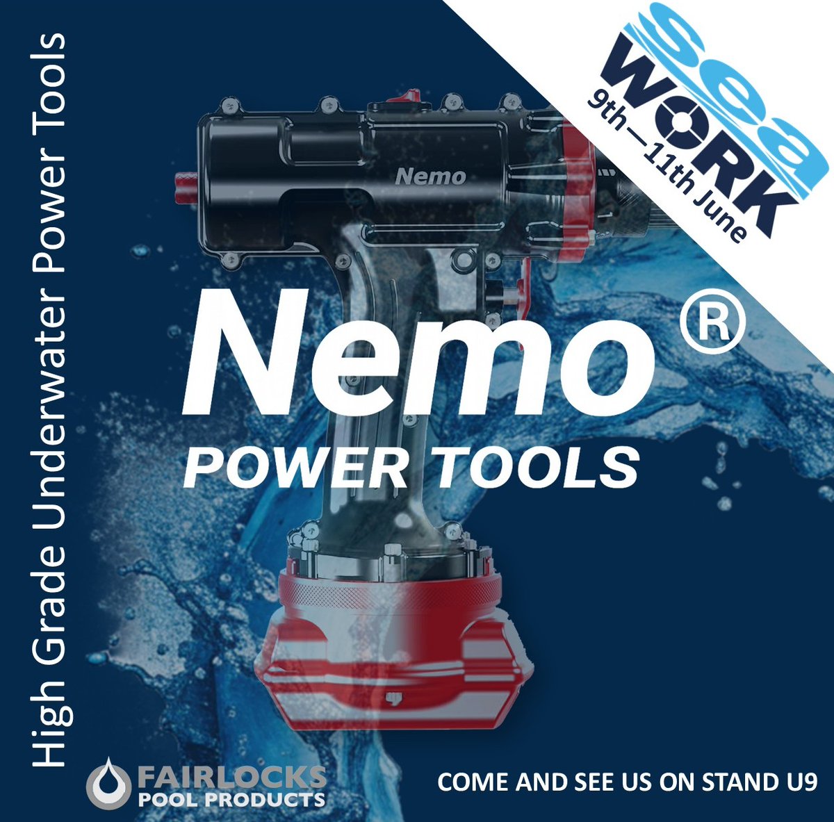 FairlocksPP's tweet photo. We're excited to be exhibiting at @seawork  2026, Europe’s leading commercial marine and workboat exhibition, taking place in Southampton from 9–11 June.

Visit the @FairlocksPP  on stand U9 to discover the Nemo Power Tools range. https://t.co/nsc60jC8hs