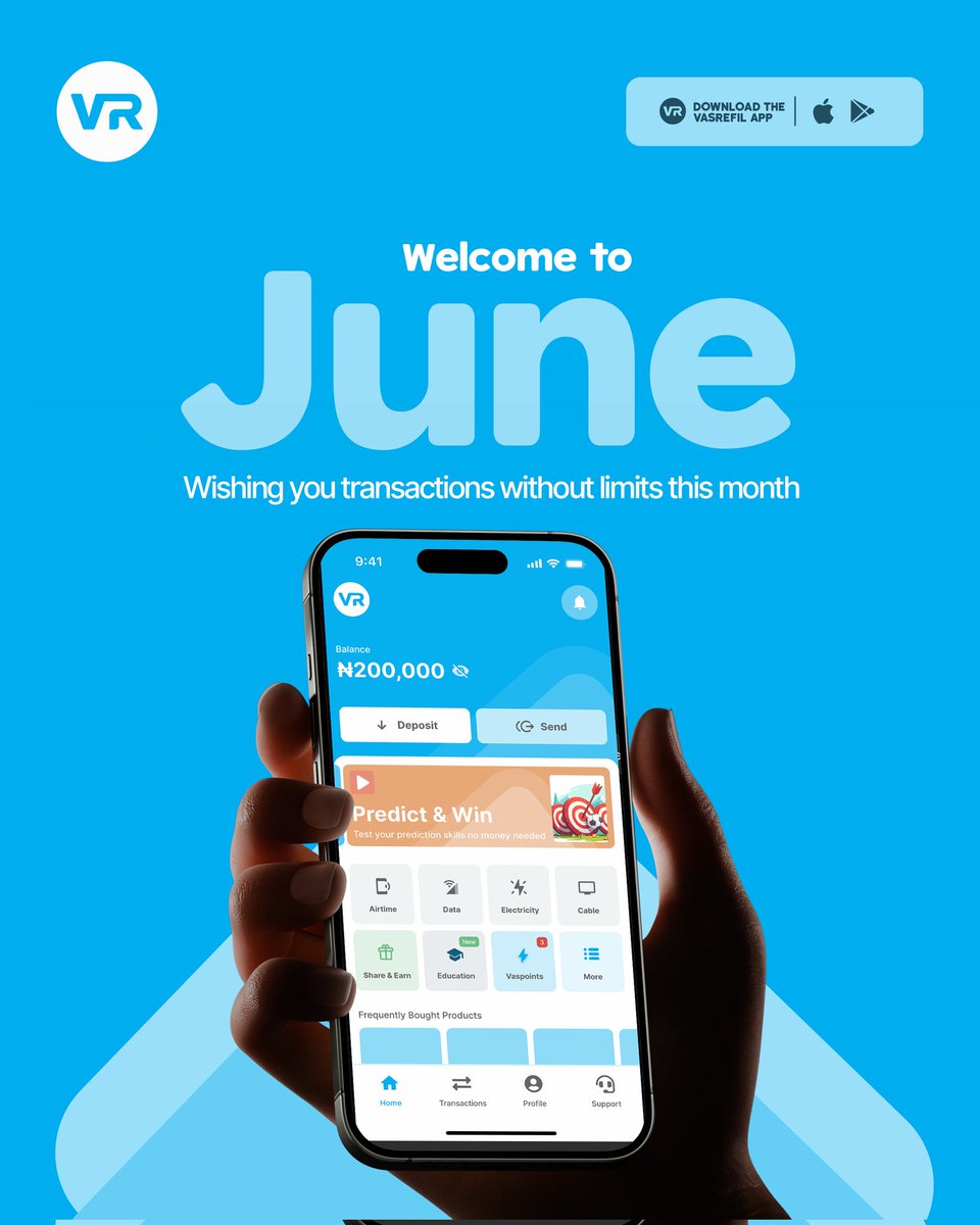 vasrefil's tweet photo. Happy new month and welcome to June 💙

Transactional with no limitations is the new normal https://t.co/UXMeWtLftN