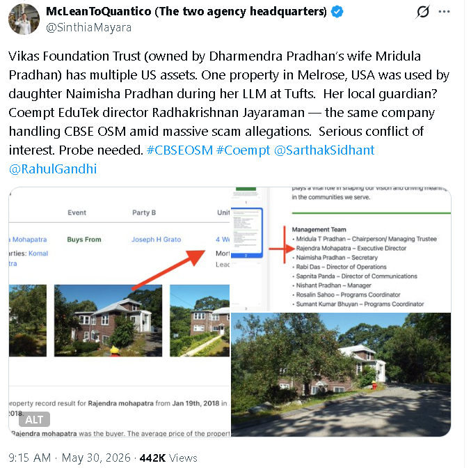 heitibhaina's tweet photo. 🚨 BUSTING FAKE NEWS: A baseless conspiracy theory is circulating online claiming Union Minister @dpradhanbjp secretly owns "US Assets" in Melrose, Massachusetts.  

Let's look at the actual US public records and expose this lie. 
A thread. 🧵 👇 https://t.co/qX6TltpUEG