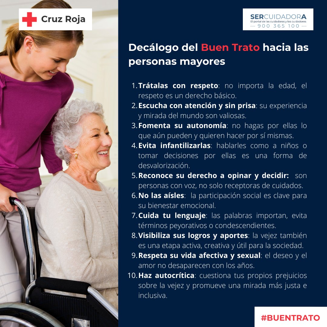 SerCuidadorA's tweet photo. El Decálogo del Buen Trato hacia las Personas Mayores, aporta 10 consejos prácticos que puedes aplicar en tu día a día para fomentar el respeto, la dignidad y el reconocimiento que merecen.

Todas nuestras infografías en: https://t.co/fakEp3QU7e
#sercuidadora #BuenTrato https://t.co/PvWxBdn7FM