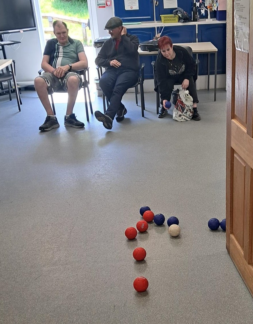 HeadwayBS's tweet photo. A fun game of Boccia at Headway House, two teams both determined to win! Team work and strategy needed from our clients.
#boccia #braininjury https://t.co/1Oh5OAU6kW