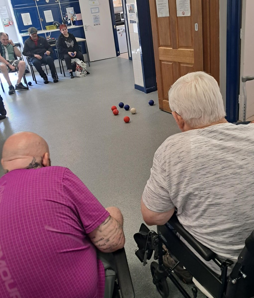 HeadwayBS's tweet photo. A fun game of Boccia at Headway House, two teams both determined to win! Team work and strategy needed from our clients.
#boccia #braininjury https://t.co/1Oh5OAU6kW