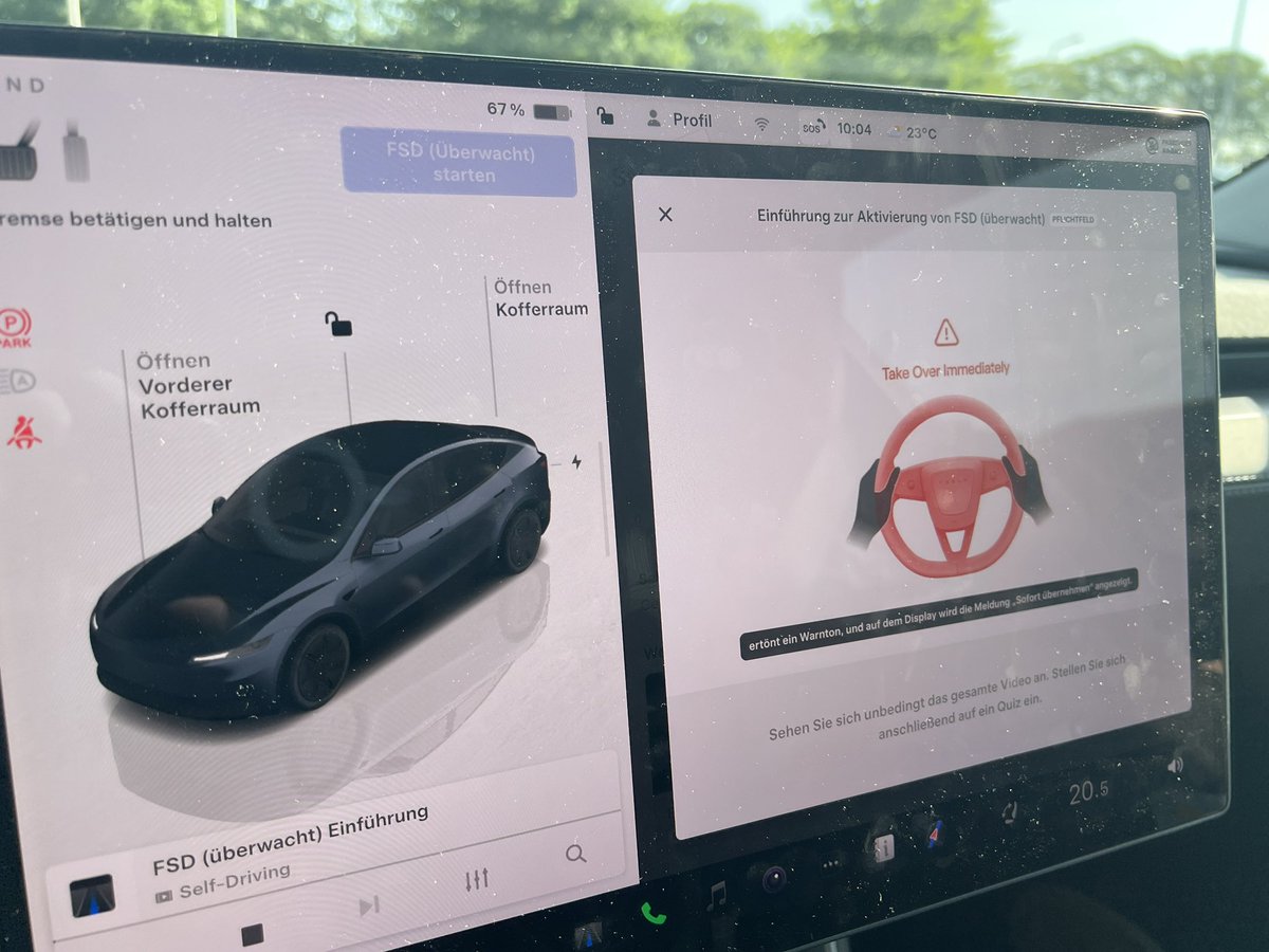 zfescht's tweet photo. FSD Supervised Tutorial 👌💪
Soon ready to start this self driving tesla model y 🥰 https://t.co/dKrtbp27oK
