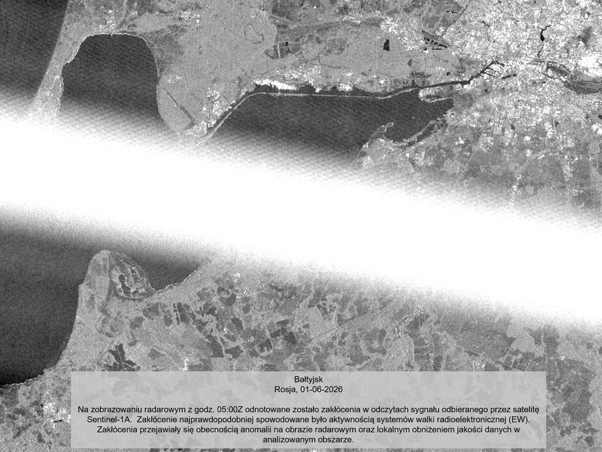 GEO_IMINT's tweet photo. Międzynarodowy Dzień Dziecka w Rosji jak zwykle przebiega inaczej. Wykonane zakłócenia uniemożliwiają analizę scen radarowych bazy morskiej w m. Bałtyjsk. Naszczęście pozostają jeszcze sceny elektrooptyczne :) #Sentinel #Copernicus #IMINT https://t.co/C5wM0q5MxA