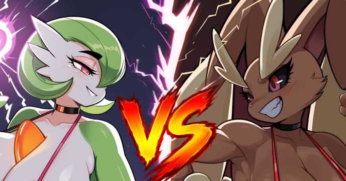 Kogeikun's tweet photo. PokéQueens: Arena of Desire
First battle. Gardevoir vs. Lopunny
We have our contenders for the first match, and we're starting off strong!
The leaders of each team are stepping into the ring to face off in this opening bout.
Now it's your turn to choose their first move. https://t.co/t4nnzSCsec
