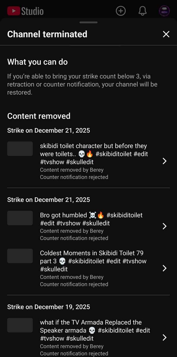 VoltrexEdtz's tweet photo. Hi @YouTube @TeamYouTube , i recently submitted counter notifications for several videos. Some of them were restored, but a few others were rejected. Since similar videos were already restored, I'd like to know if the remaining rejected videos can be reviewed again. https://t.co/SbhvUDjdUH